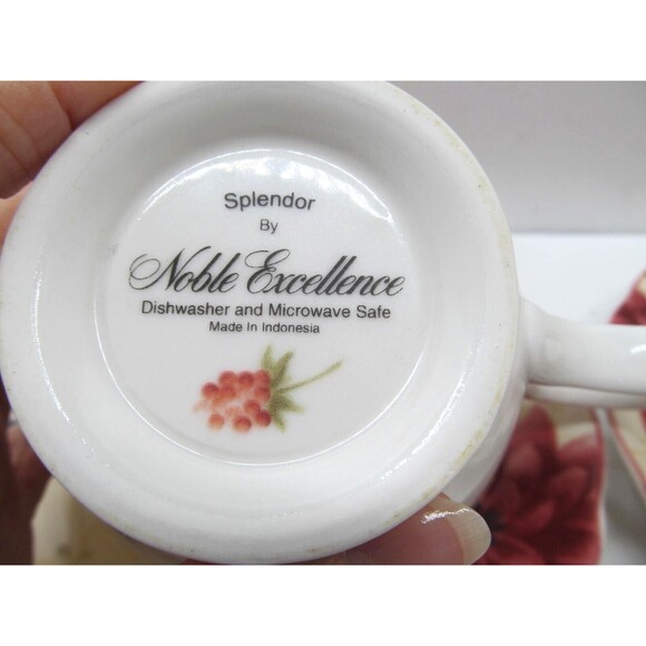 Noble Excellence Splendor Set Of 2 Floral Cups And 2 Saucers - Picture 7 of 10